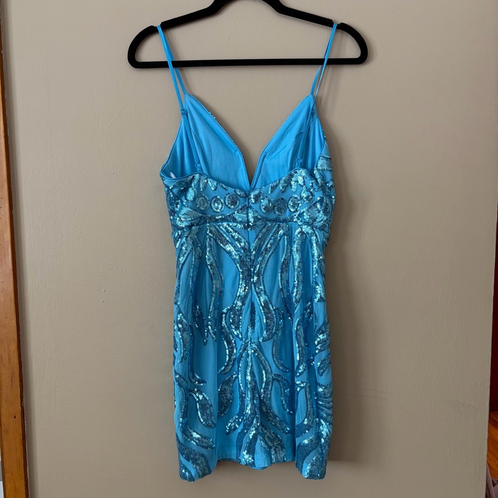 Lulu's Sparkling Blue Mini Dress - Picture 2 of 3